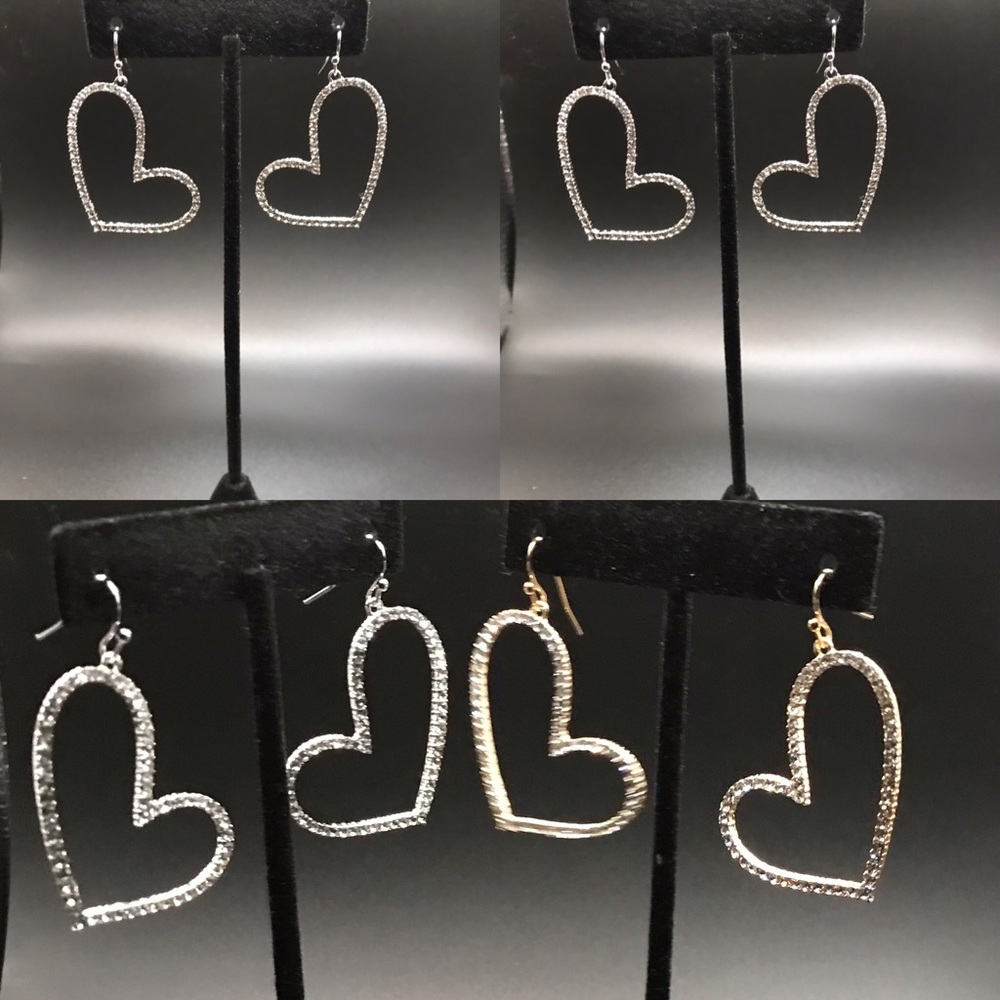 Heart Rhinestone Earrings love weddings brides bridesmaids bridal party
